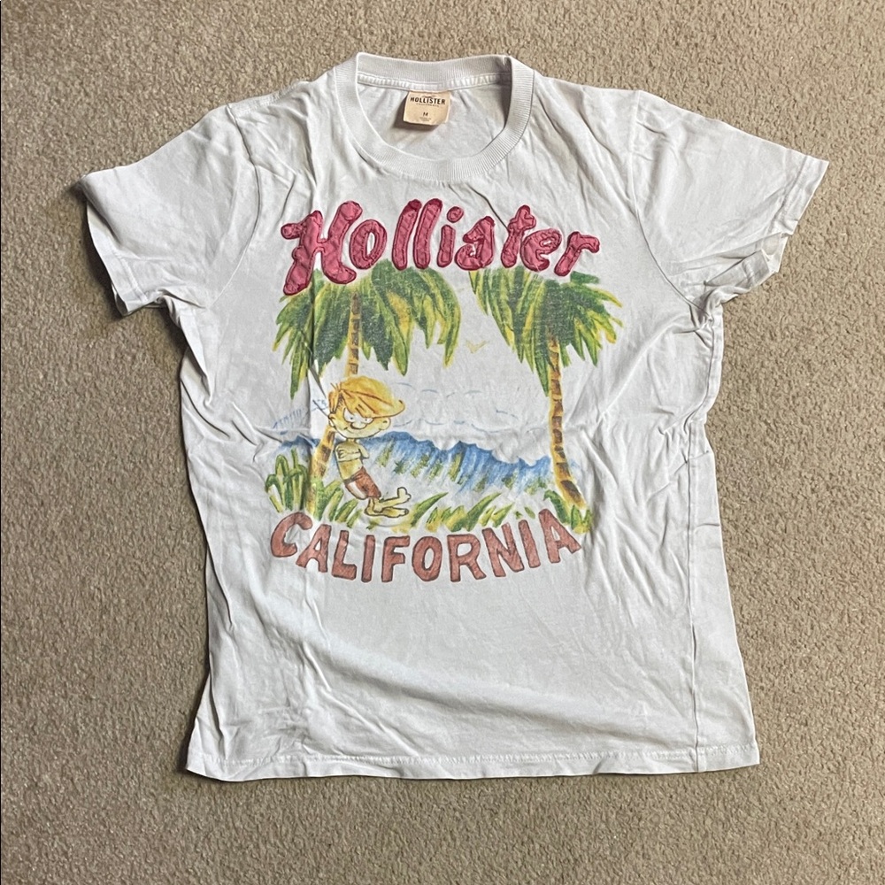 Hollister White Tee with Colorful California Graphic
